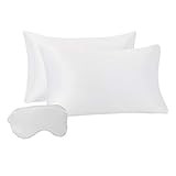 Amazon Basics Satin Sleep Set for Hair and Skin with 2 Pillowcases, Eye-mask, and Travel Pouch - Whi | Amazon (US)