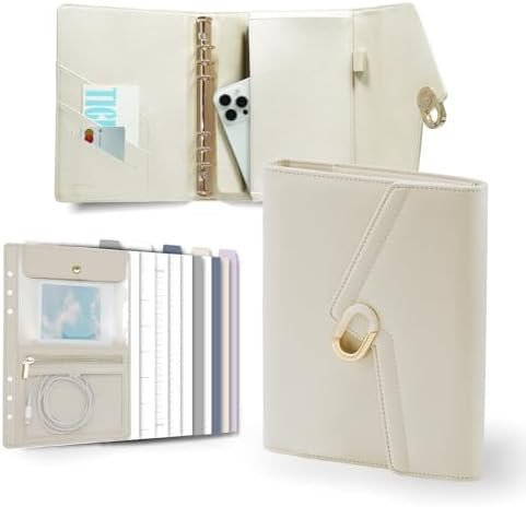 Luxury Journal – A5 Leather Binder Planner Cover with 80 Sheets, 5 Dividers, Removable Zip Pouc... | Amazon (US)