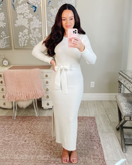 This white sweater dress from Amazon is so figure flattering! Wearing a S here. Tags: spring dress, Valentine’s Day dress, white dress, bridal shower dress, wedding shower dress



#LTKunder100 #LTKunder50 #LTKwedding