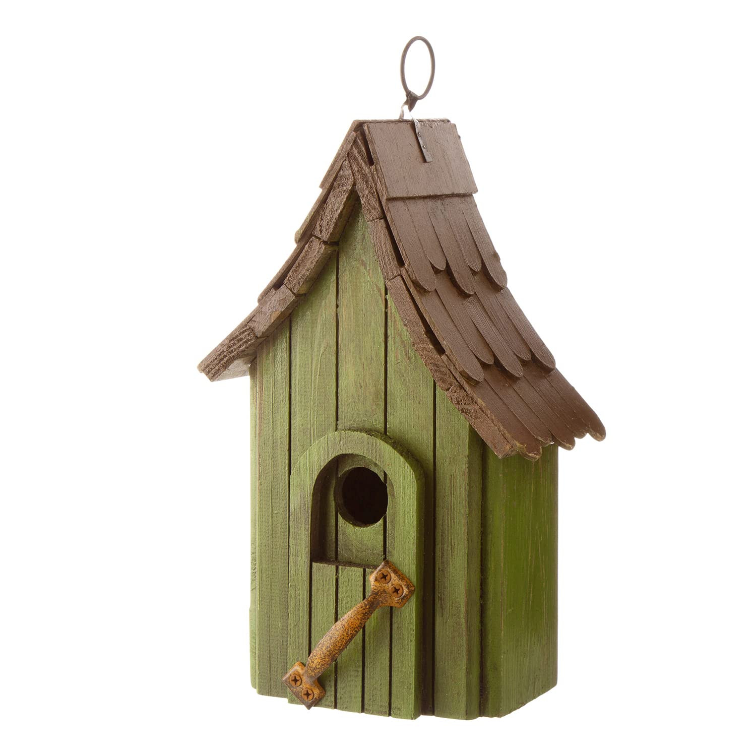 Glitzhome Birdhouses for Outdoors, Green Hand Painted Garden Wooden Bird House with Single Roof H... | Amazon (US)