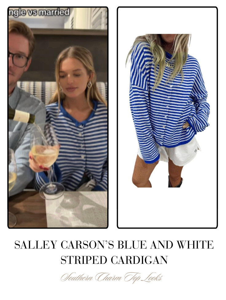  Salley Carson's Blue and White Striped Cardigan 

 