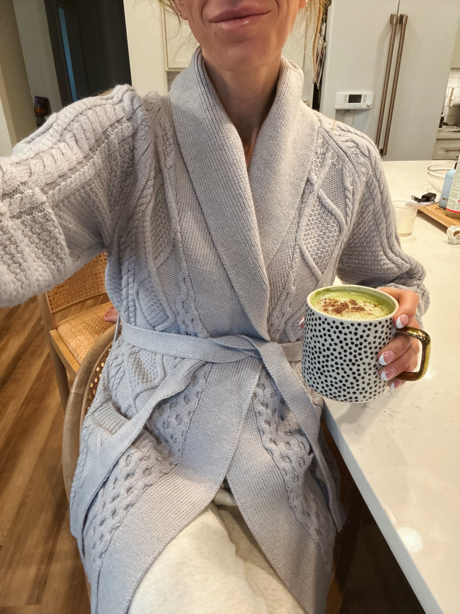 Morning matcha outfit
Love this wrap cardigan. My usual size medium. It’s on sale + almost sold out so I linked a similar one on Amazon! (Under the similar section) 

#LTKdayinmylife #LTKmorningroutine #LTKmomlife