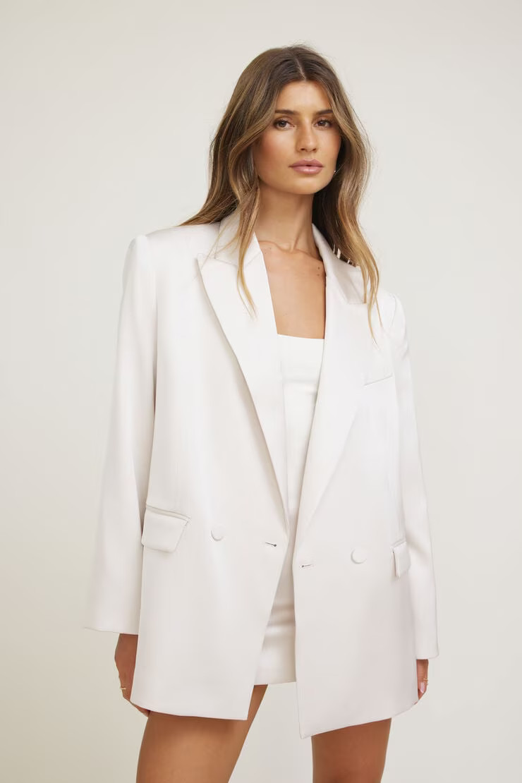 Noa Oversized Satin Blazer | Dynamite Clothing