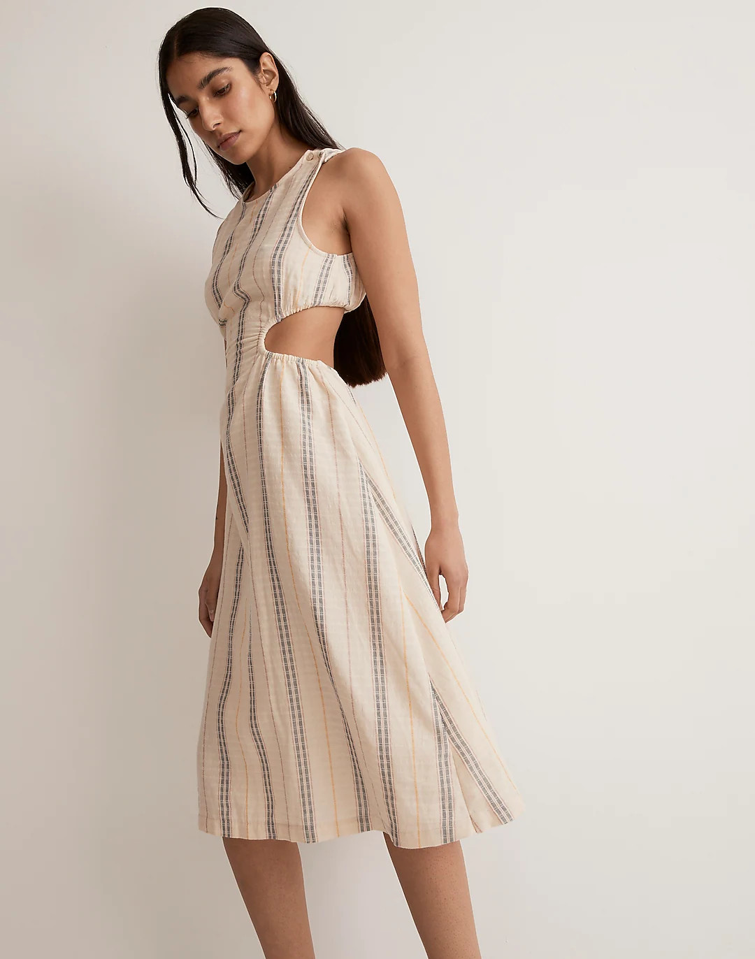 Cutout Midi Dress in Stripe | Madewell