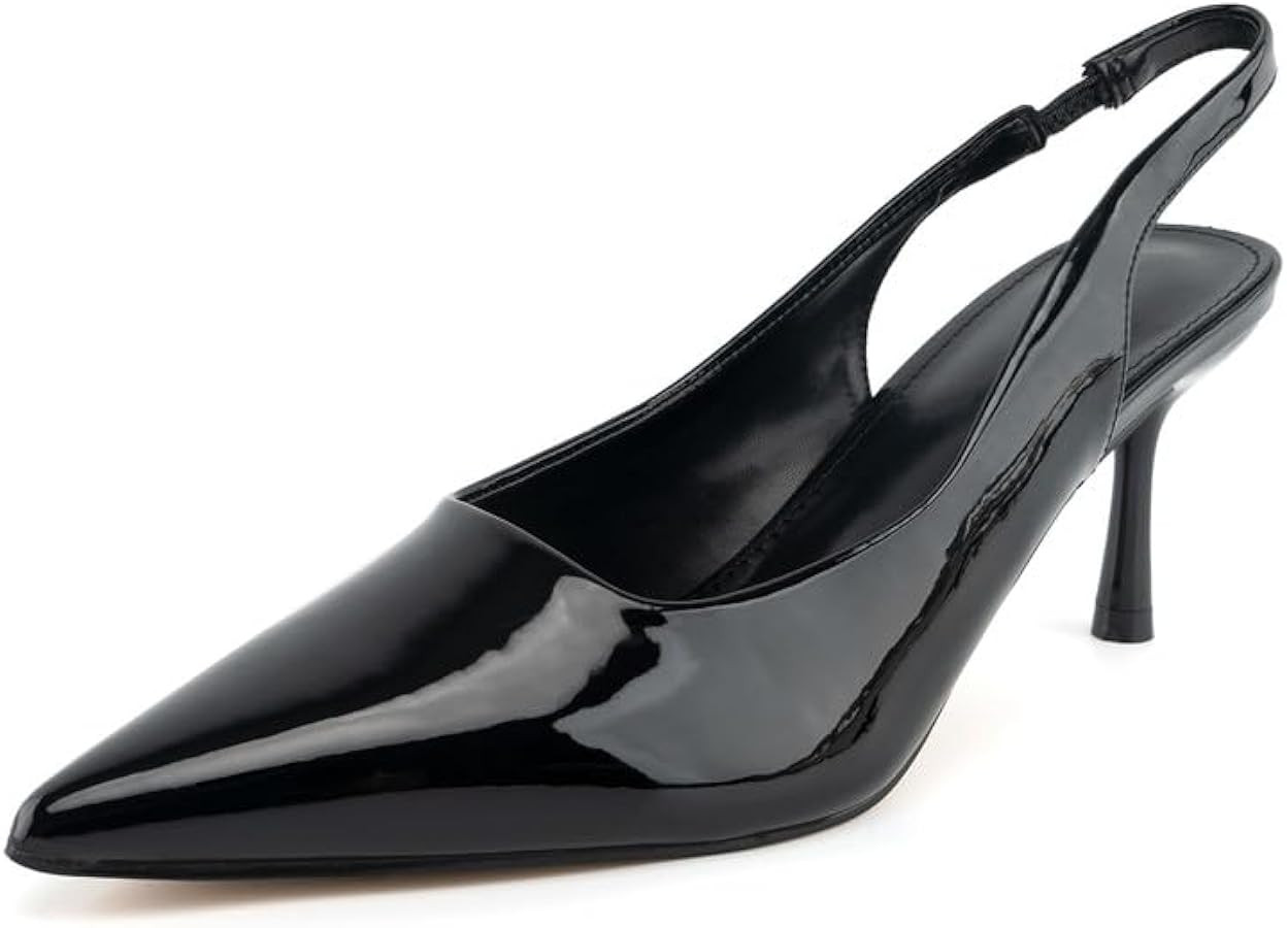 heelchic Women‘s Kitten Pumps Heels, Low Heels Comfortable Slingback Dress Shoes for Women | Amazon (US)