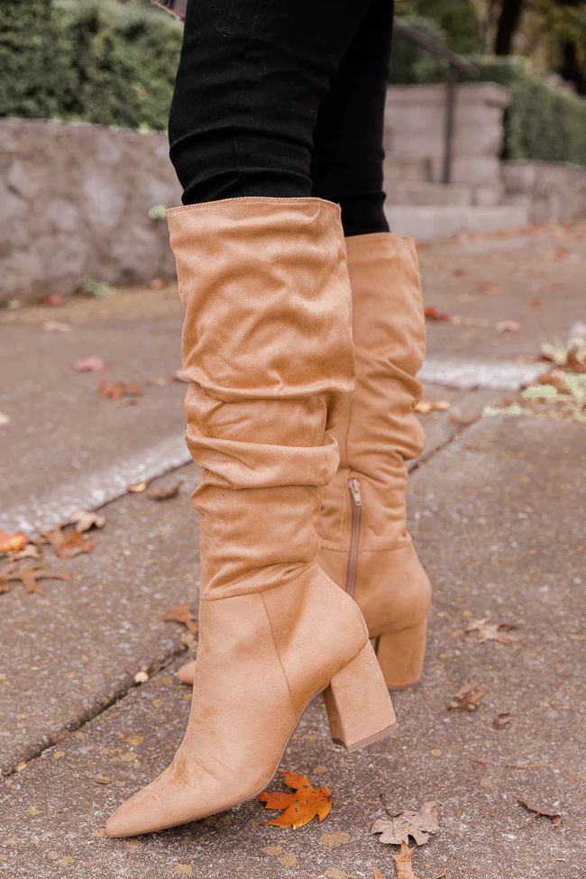 Sloane Beige Block Self Heel Tall Boots | The Pink Lily Boutique