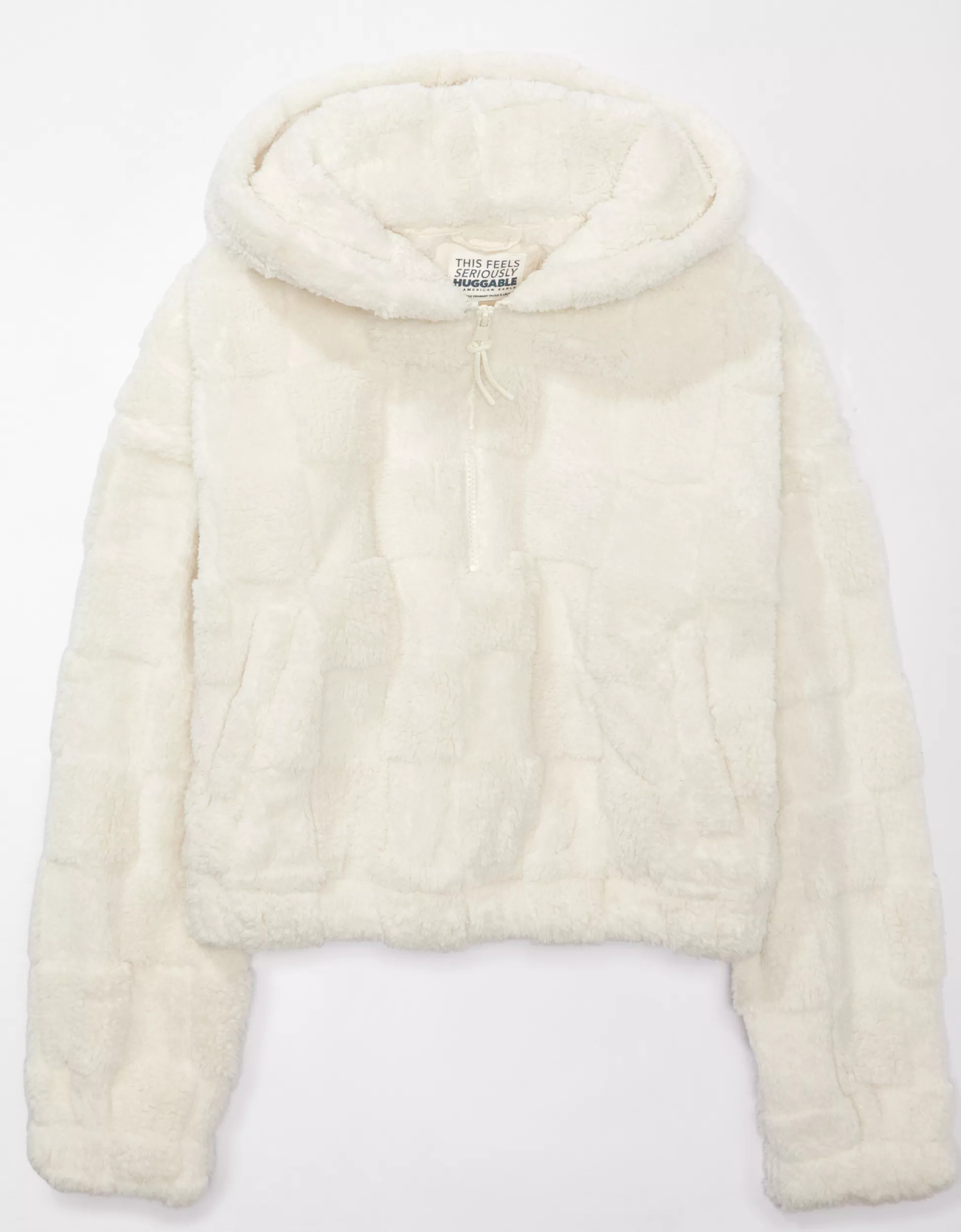 AE Sherpa Checkered Quarter-Zip Hoodie | American Eagle Outfitters (US & CA)