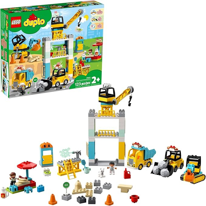 LEGO DUPLO Construction Tower Crane & Construction 10933 Exclusive Creative Building Playset with... | Amazon (US)