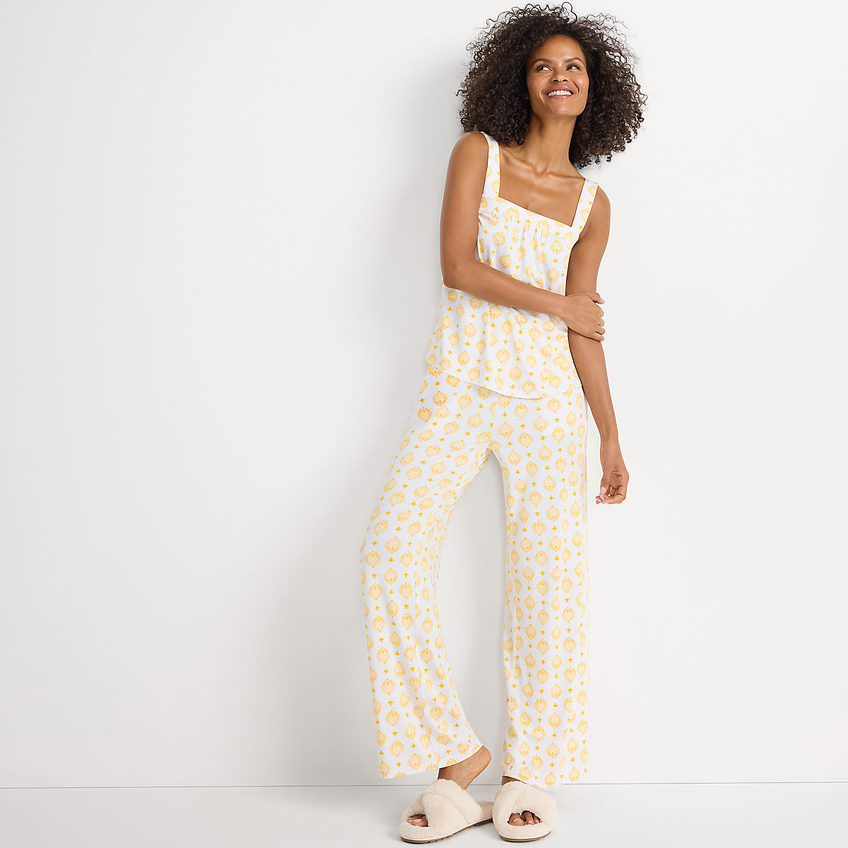 Women's Cooling 2 Piece Pajama Set - Sleeveless Square Neck Top and Pants | Lands' End (US)