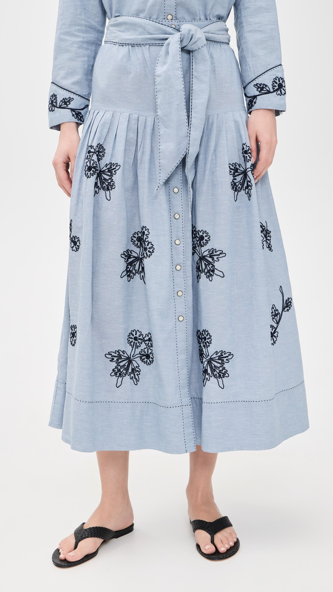 THE GREAT. THE GREAT x Stetson The Chambray Embroidered Highland Skirt | Shopbop | Shopbop