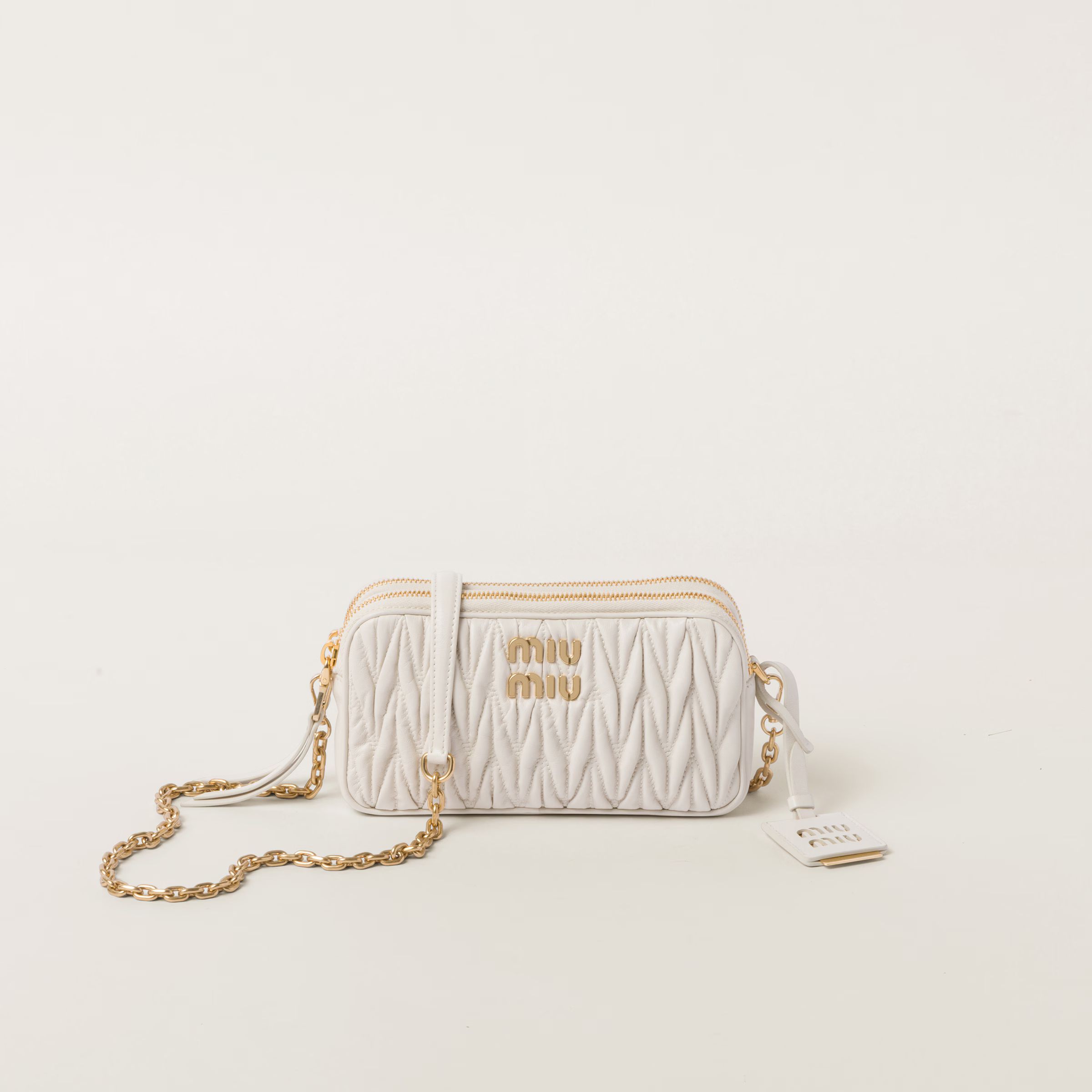 White Matelassé Nappa Leather Mini-bag | Miu Miu | Miu Miu US