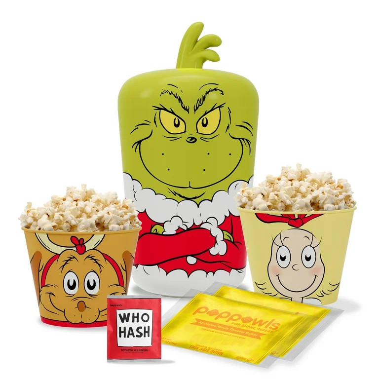 The Grinch Poppowls Kit; popcorn; At-Home Movie Night; Max And Cindy Lou Who; All-Ages | Walmart (US)