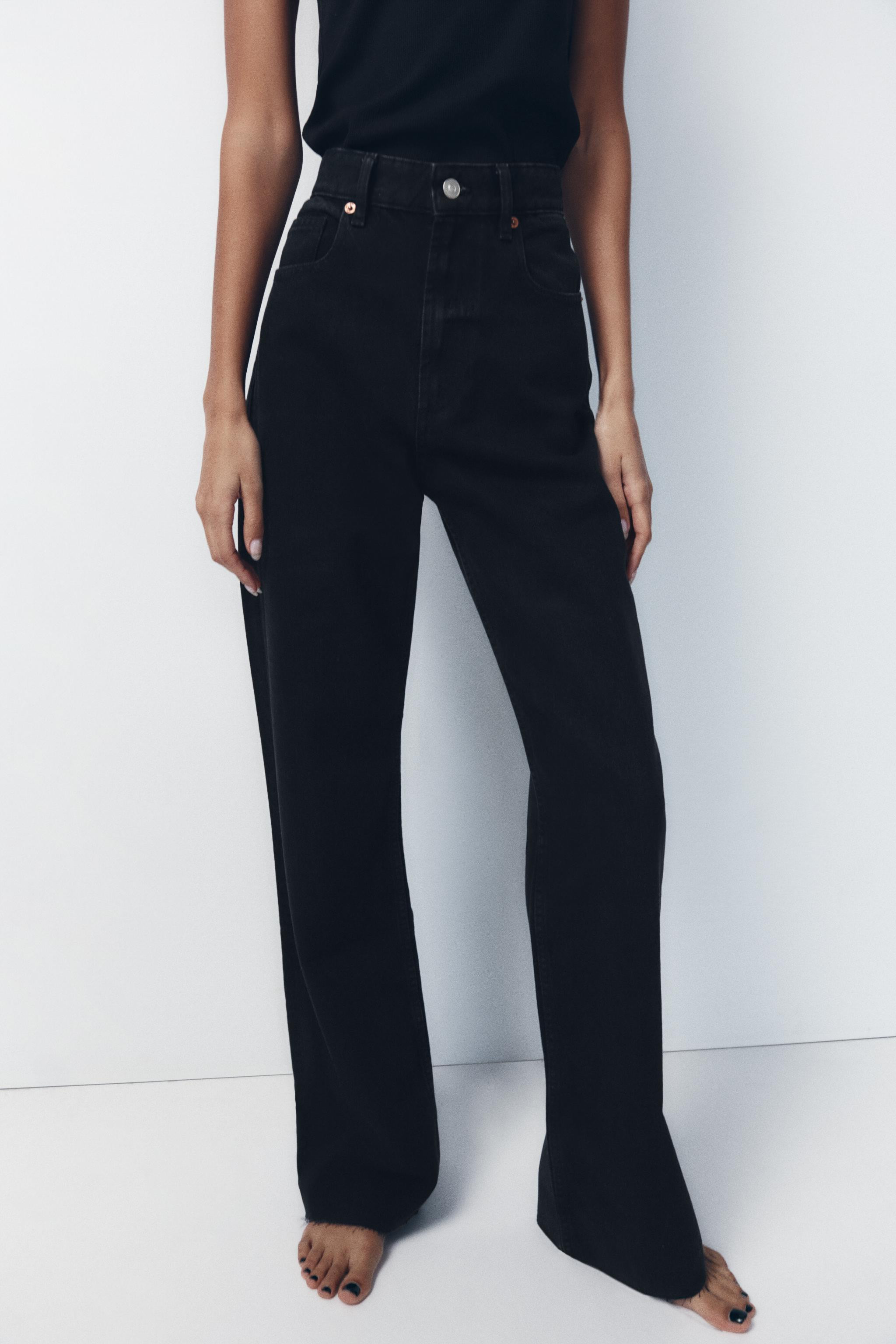 HIGH-WAIST - WIDE-LEG - FULL LENGTHRigid fabric high-waist jeans with a five-pocket design. Belt ... | Zara UK