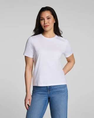 Spanx Women's Lightweight Cotton Crewneck T-Shirt in Classic White | Spanx