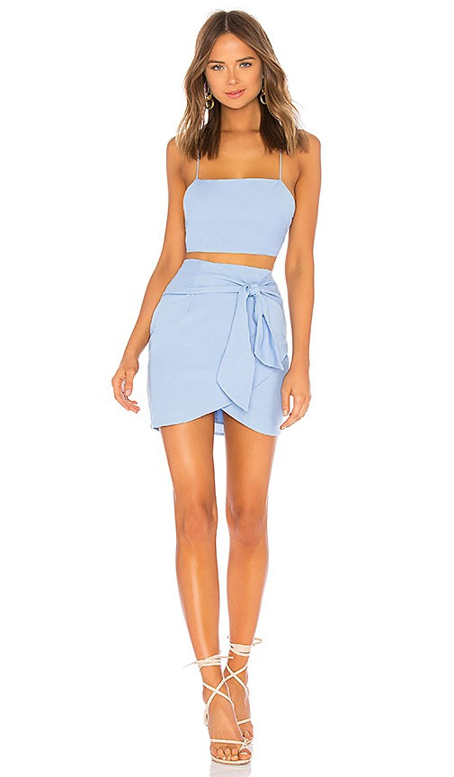 superdown Milah Wrap Skirt Set in Blue. - size L | Revolve Clothing (Global)