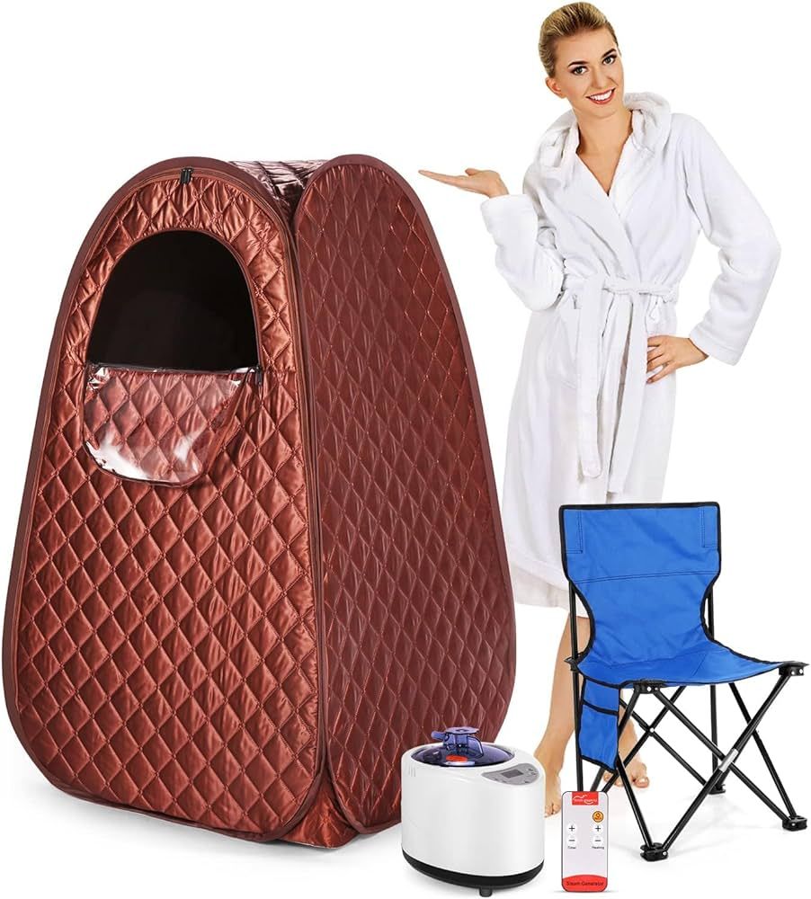 Single Person Sauna, Portable Steam Sauna Full Body for Home Spa, Sauna Tent with Steamer 2.6L 10... | Amazon (US)