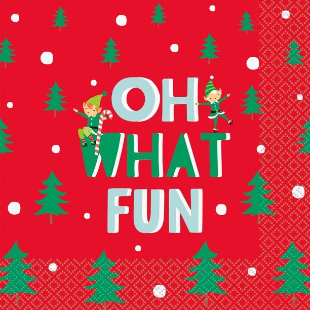 "Oh What Fun" Christmas Paper Luncheon Napkins, 6.5in, 18ct | Walmart (US)
