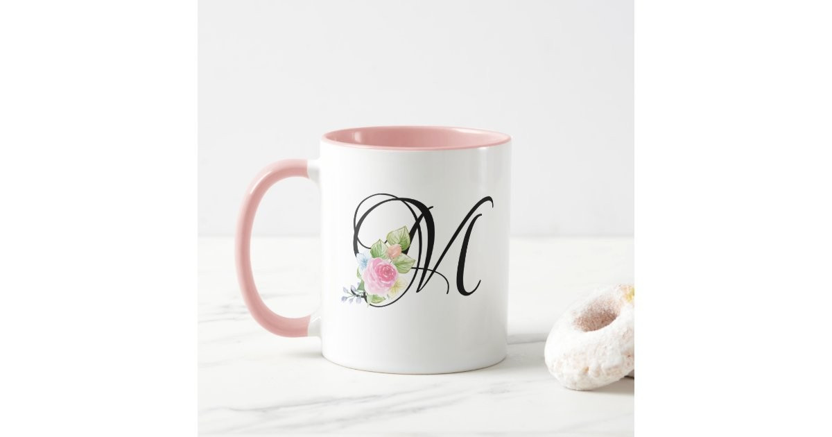 Pastel Girly Watercolor Floral Monogram Mug | Zazzle.com | Zazzle