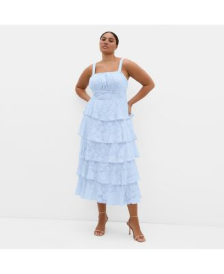 City Chic Women's Plus Size Daniela Ruffle Tier Dress - Black | Macy's