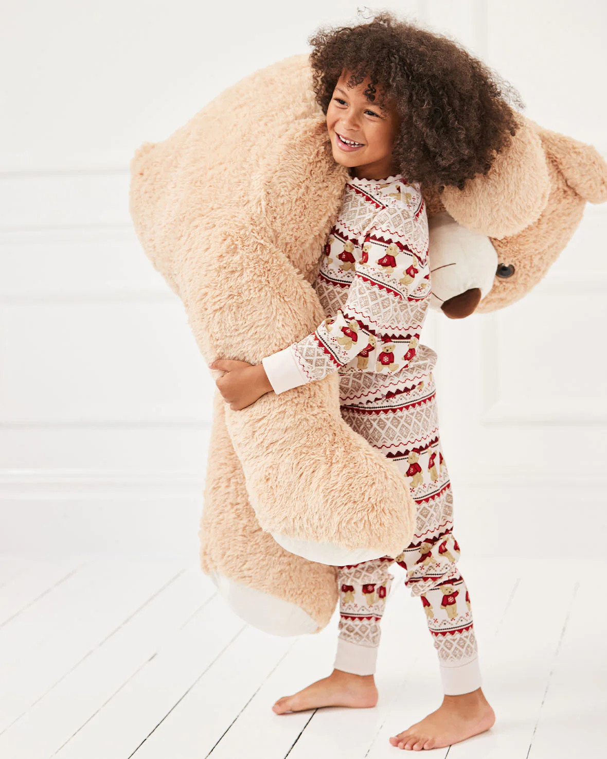 Kids Peers the Bear Christmas Fair Isle Print Long Pyjama Set | Chelsea Peers NYC