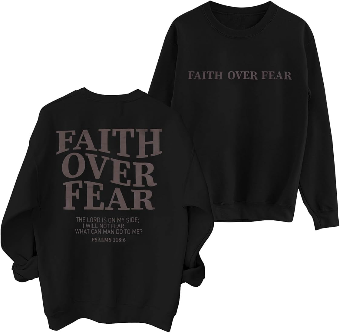 FRYAID Christian Sweatshirt Women Faith Over Fear Christian Religious Sayings Pullover Shirt Lett... | Amazon (US)