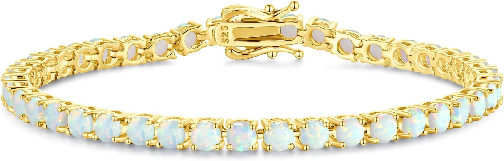 FANCIME Birthstone Bracelet 14K Gold Plated Tennis Bracelets Sterling Silver with Gold Plated Fin... | Amazon (US)