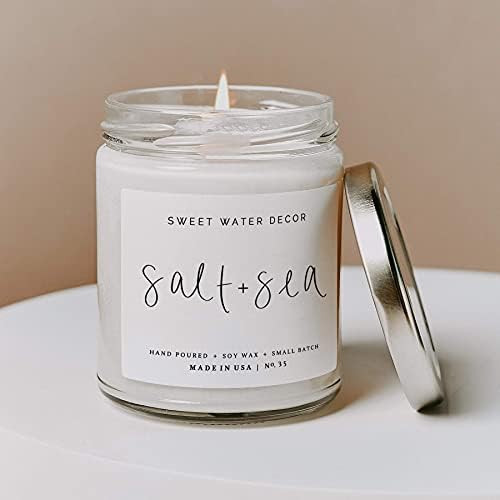 Sweet Water Decor Salt and Sea Candle | Sea Salt, Citrus, Amber, Musk, Beach Scented Soy Candles for | Amazon (US)