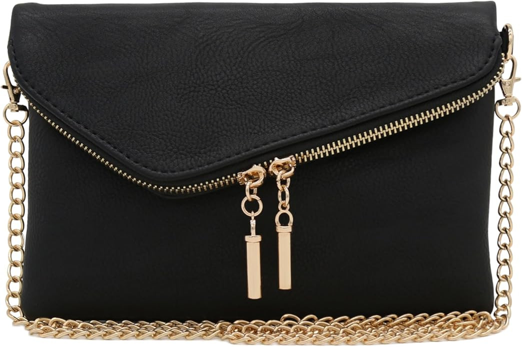 FashionPuzzle Envelope Wristlet Clutch Crossbody Bag with Chain Strap | Amazon (US)