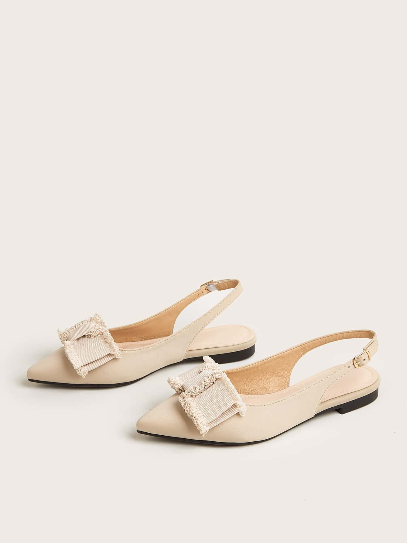 Bow Decor Point Toe Slingback Flats | SHEIN