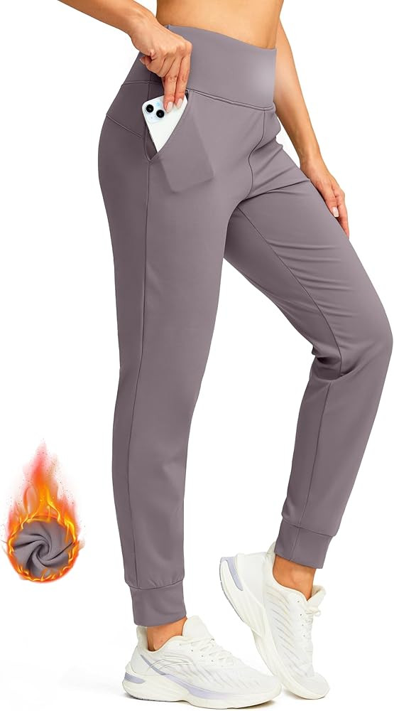 SANTINY Women's Fleece Lined Joggers Water Resistant High Waisted Thermal Sweatpants Winter Pants... | Amazon (US)