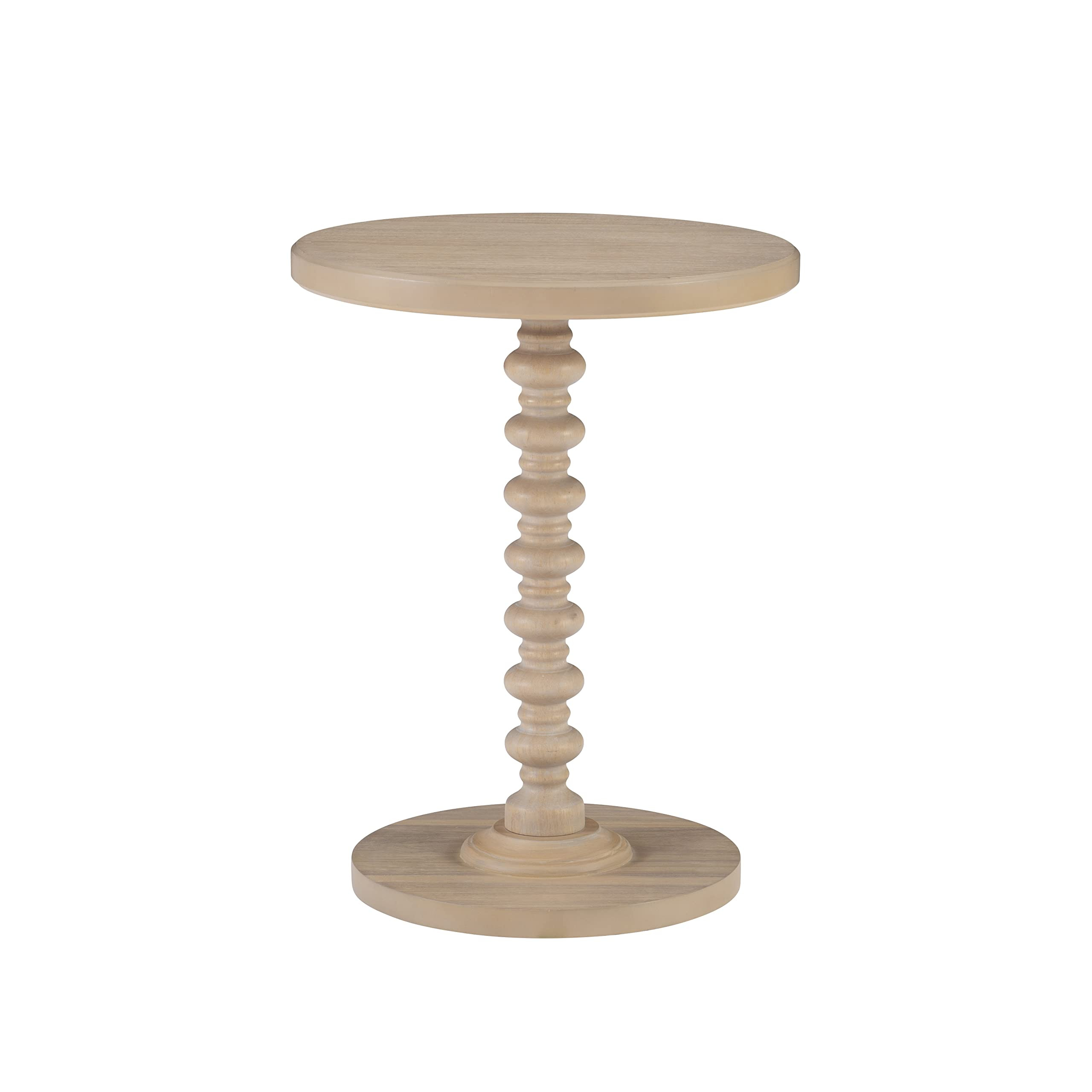Powell Tarkin Round Natural Wood Turned Spindle Pedestal Side Accent Table | Amazon (US)