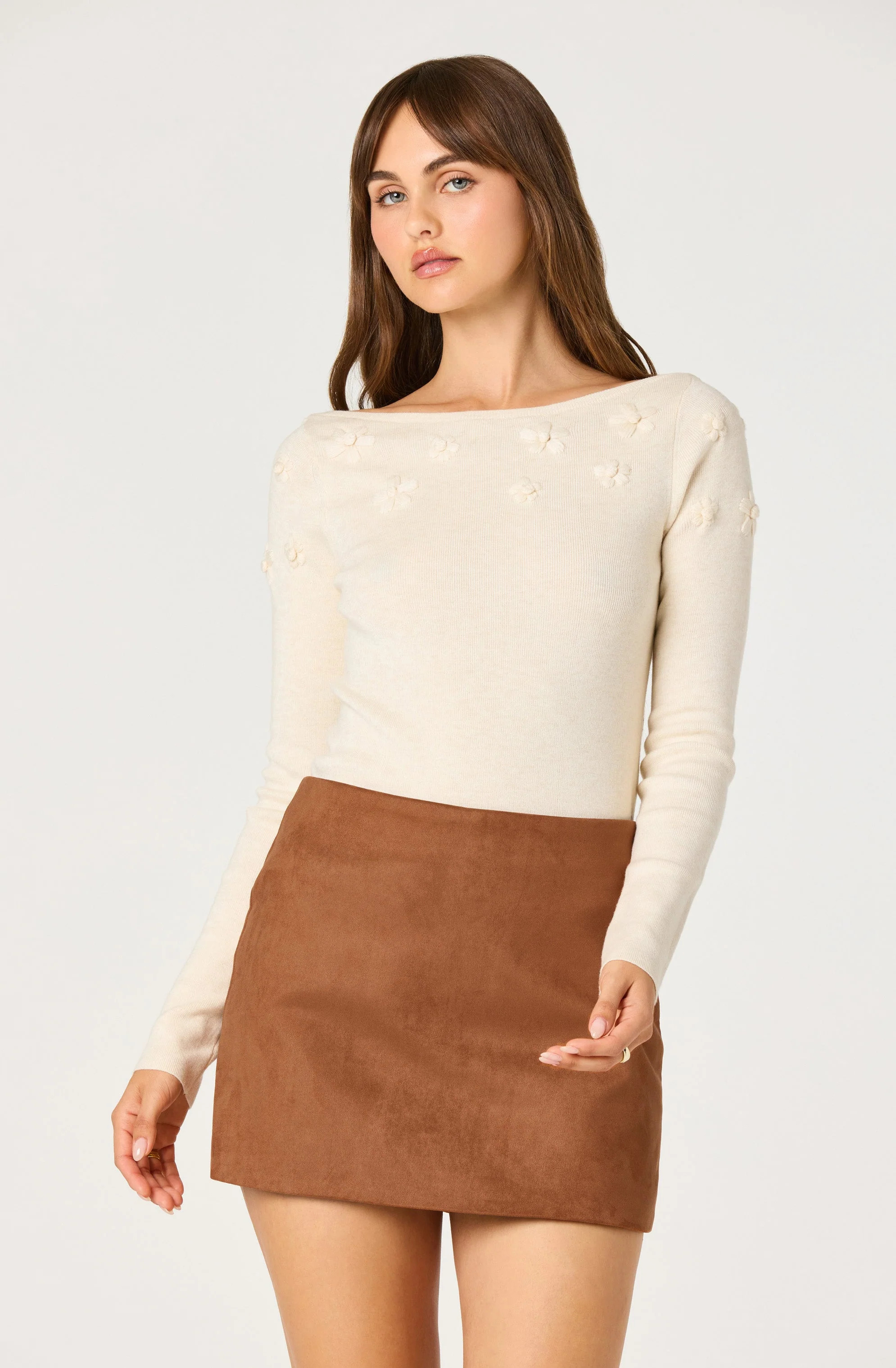 Faux Suede Mini Skort - Cognac brown / S | ASTR The Label (US)