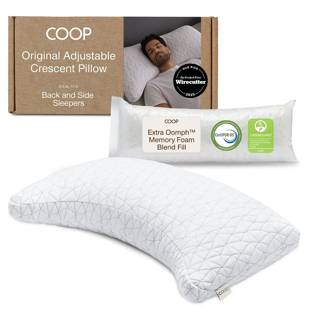 Coop Home Goods Original Crescent Adjustable Pillow, Queen Bed Pillows for Shoulder, Neck & Head ... | Amazon (US)