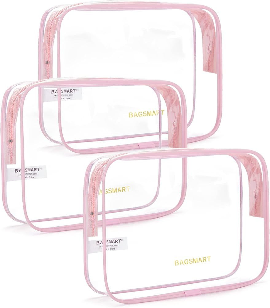 BAGSMART Clear Toiletry Bag, 3 Pack TSA Approved Travel Toiletry bag Carry on Travel Accessories ... | Amazon (US)
