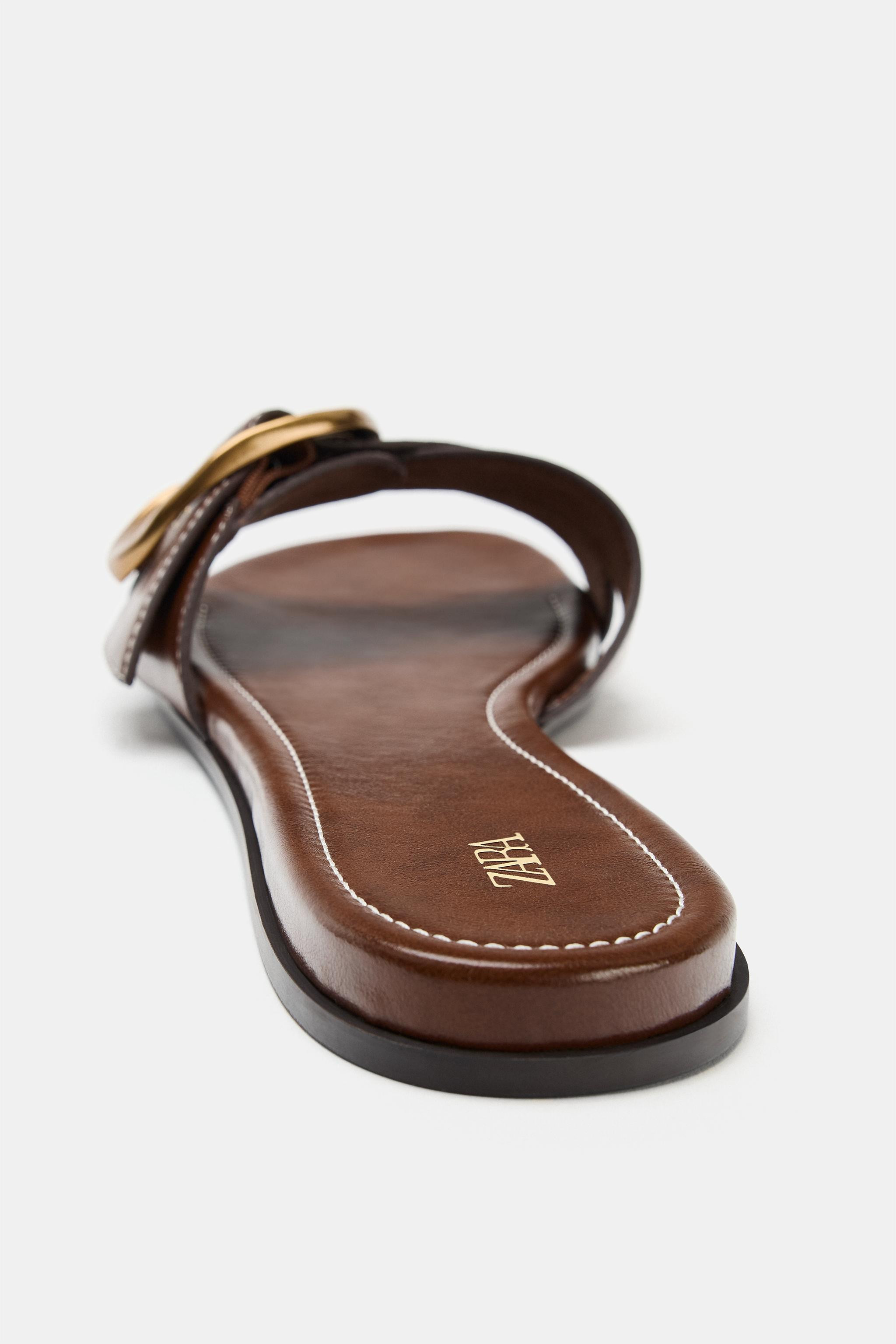 FLAT SANDALS WITH BUCKLE | Zara UK