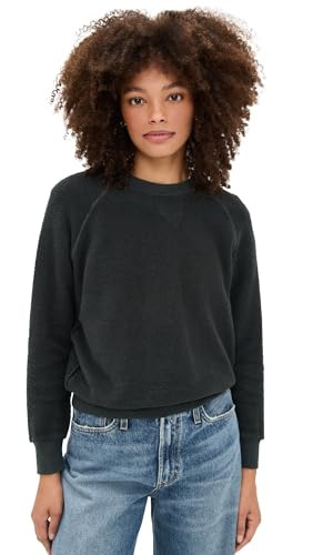 perfectwhitetee Women's The Ziggy Inside Out Fleece Crew, Vintage Black, XS | Amazon (US)