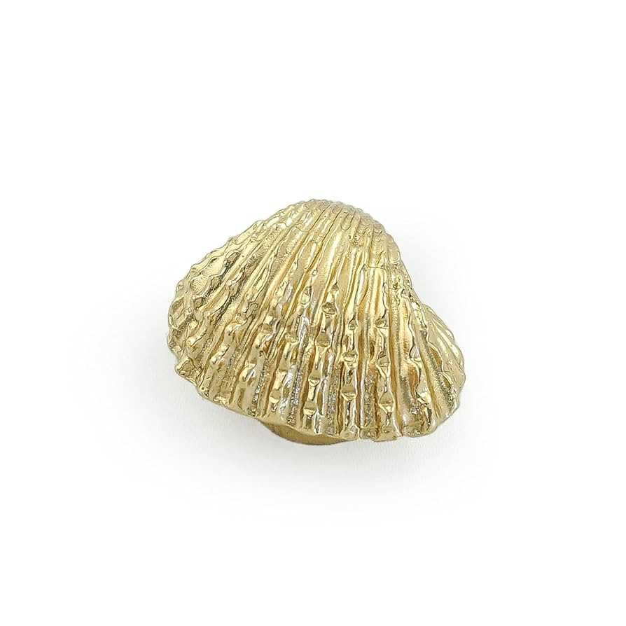 LBFEEL Brass Sea Shell Cabinet Knob Gold Drawer Pulls Nordic Style Dresser Knobs Solid Cupboard P... | Amazon (US)