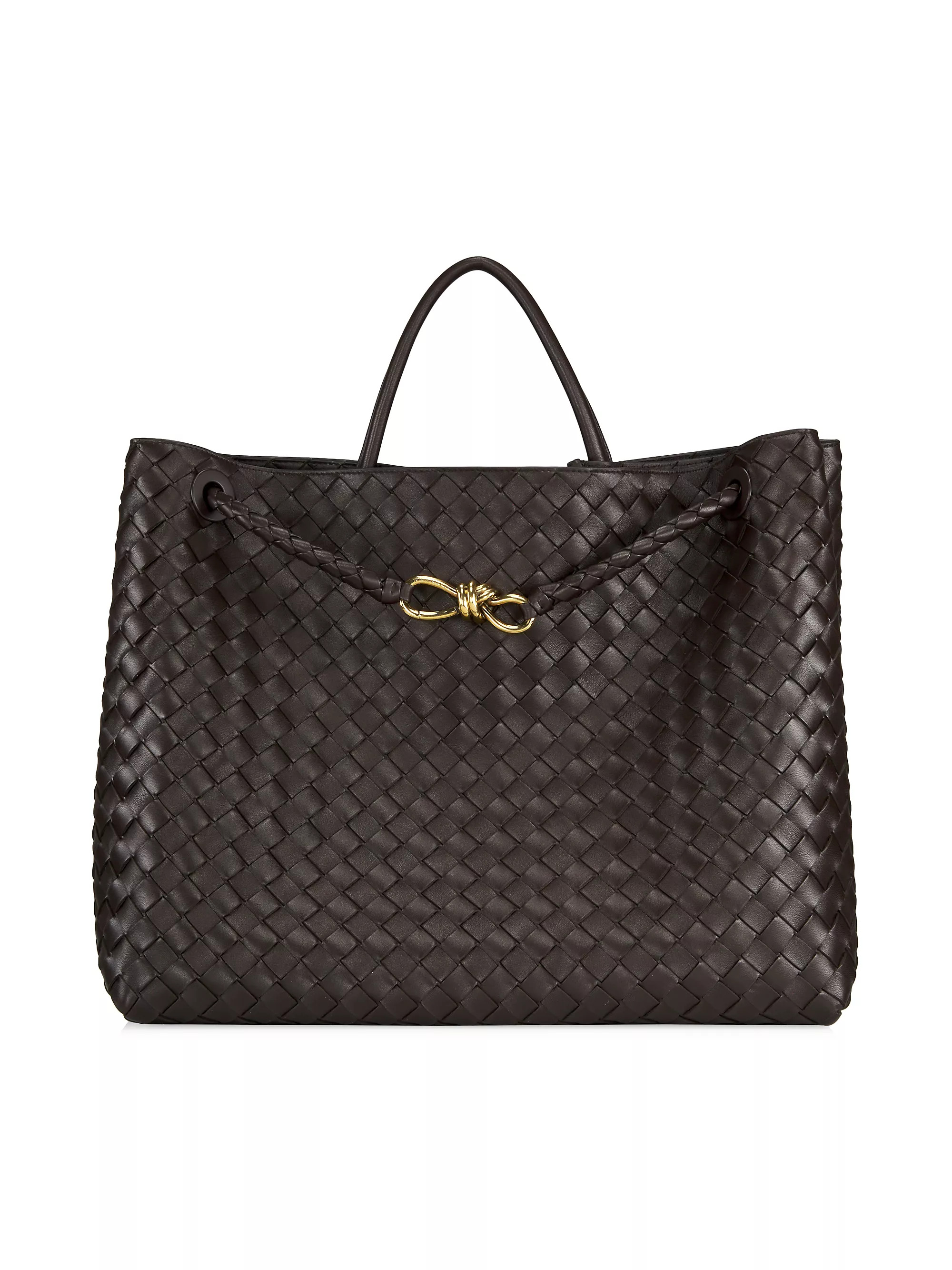 Large Andiamo Intrecciato Leather Top-Handle Bag | Saks Fifth Avenue