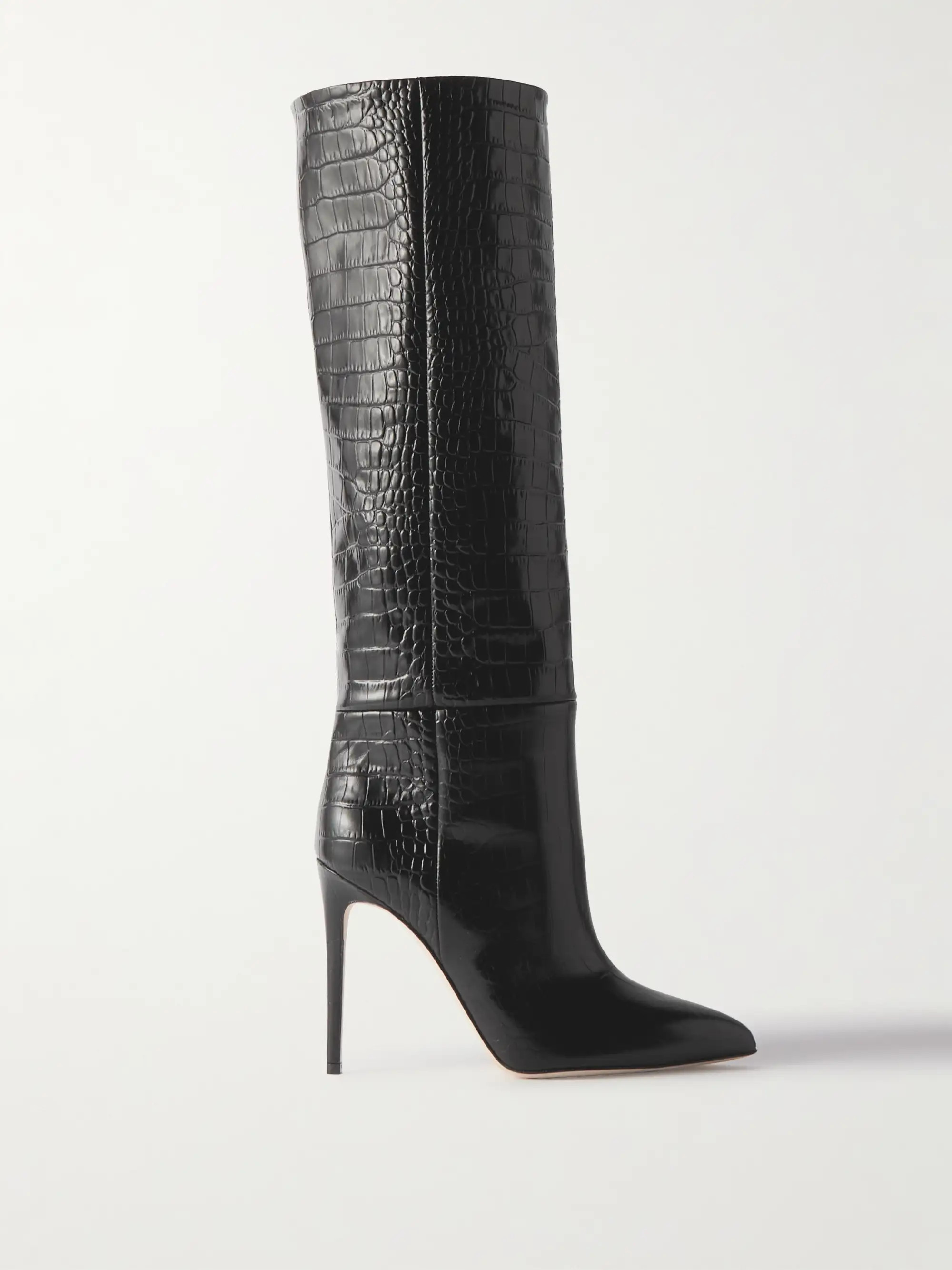 Croc-effect leather knee boots | NET-A-PORTER (US)