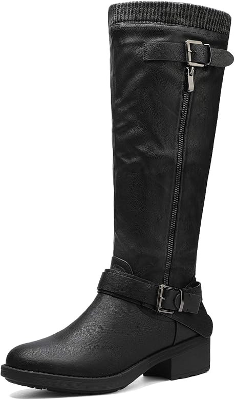 DREAM PAIRS Women's Wide Calf Comfortable Winter Knee High Riding Boots | Amazon (US)