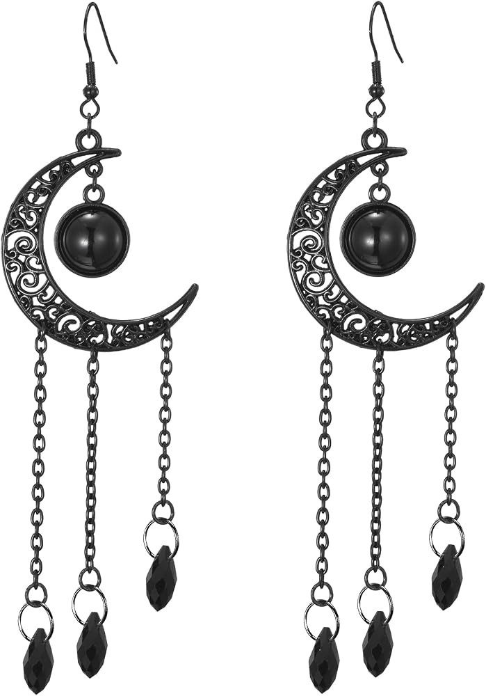 Moon Earrings Gothic Black Moon Drop Dangle Earrings Black Moon Ear Jewelry for Women | Amazon (US)