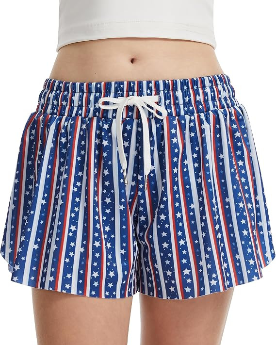 Girls Flowy Shorts Butterfly Shorts for Kids with Pocket 2-in-1 Athletic Shorts Running Shorts fo... | Amazon (US)