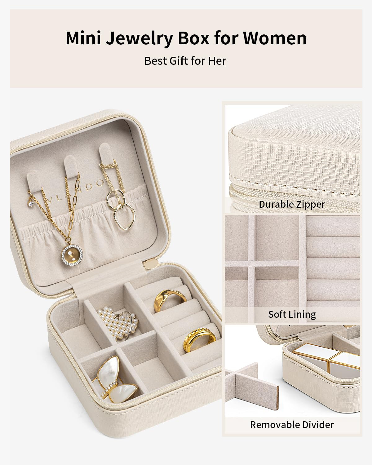 VLANDO Wedding Bridesmaid Gifts - Valentines Day Gifts for Her - Small Jewelry Travel Organizer, ... | Amazon (US)