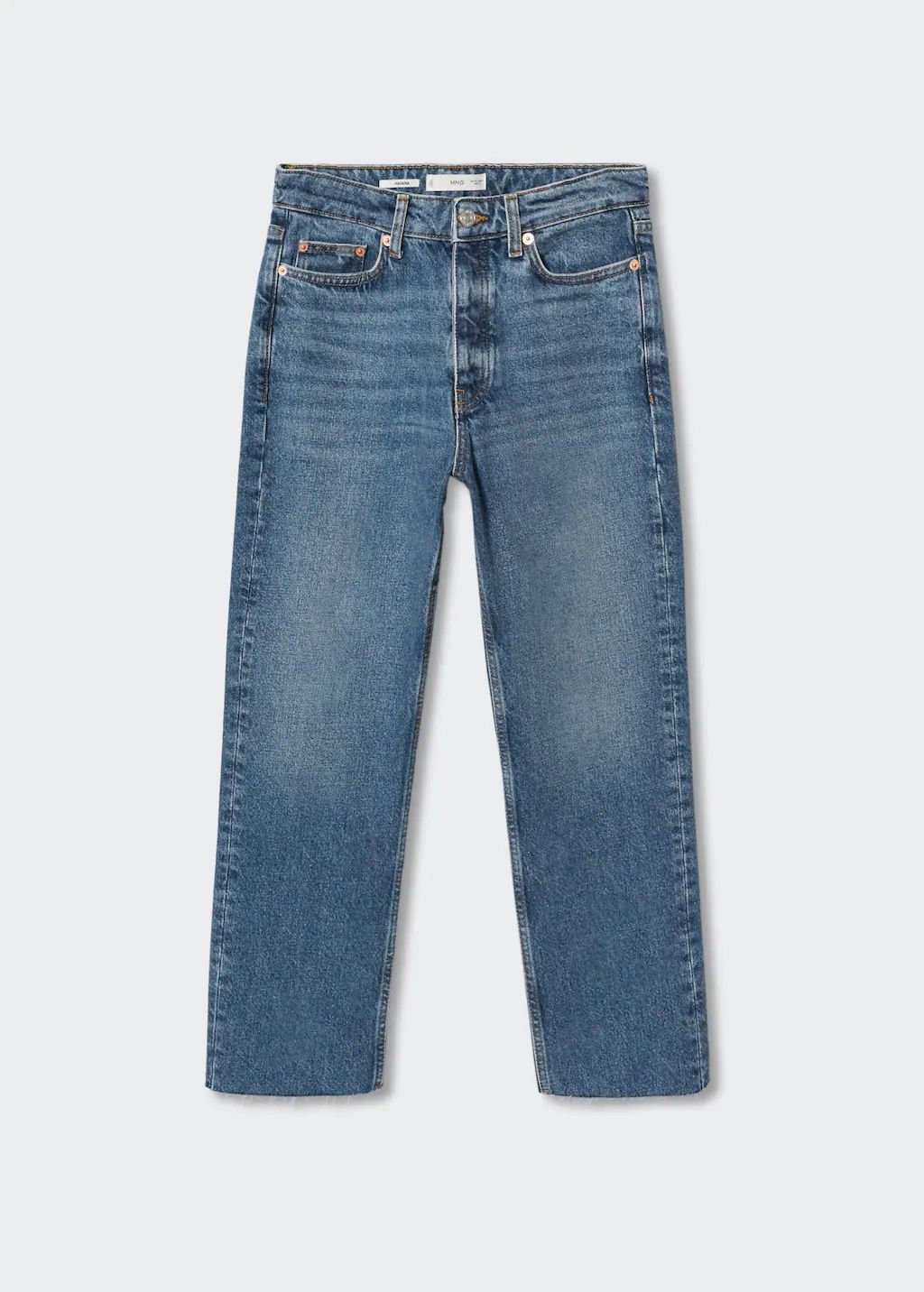 High-waist cropped straight jeans -  Women | Mango United Kingdom | MANGO (UK)