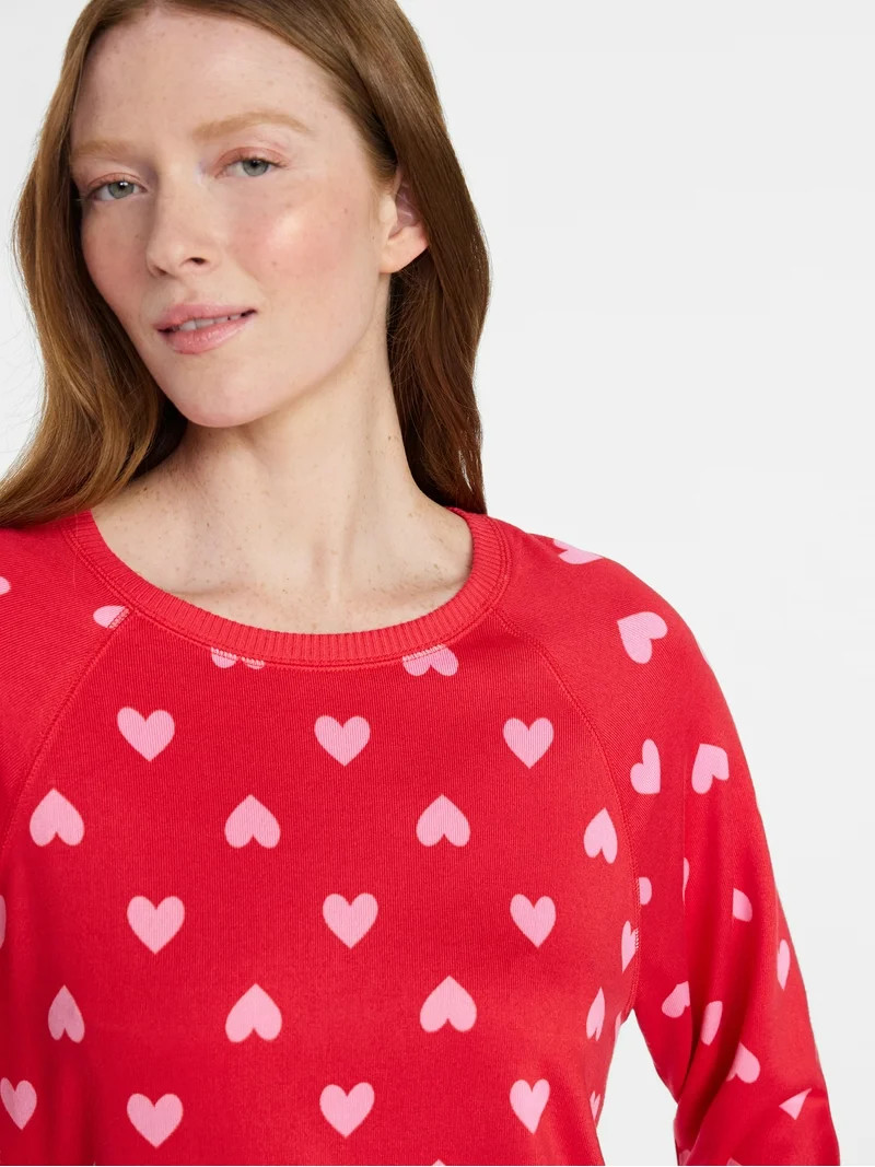 Joyspun Women's Cozy Lounge Collection Hacci Knit Long Sleeve Sleep Top, Sizes XS-3X | Walmart (US)