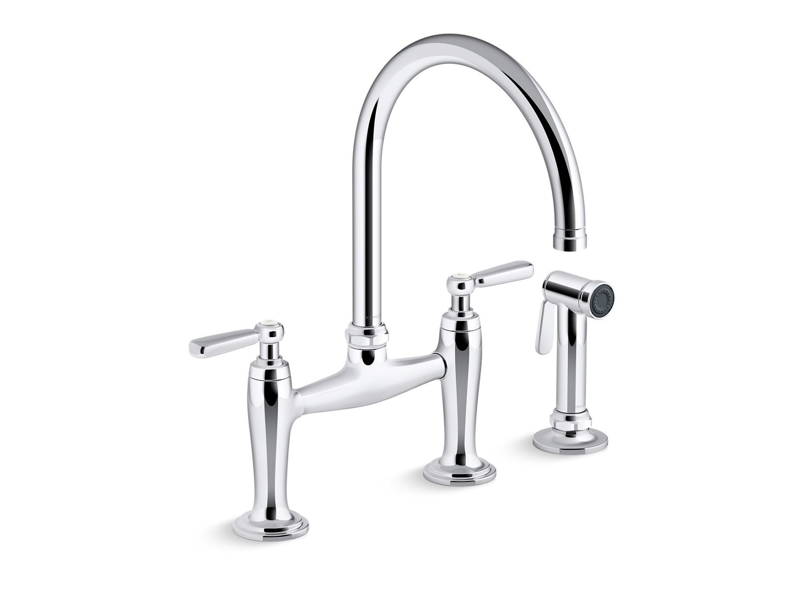 Edalyn By Studio McGee Two-Hole Bridge Kitchen Sink Faucet with Side Sprayer | K-28356 | KOHLER | Kohler