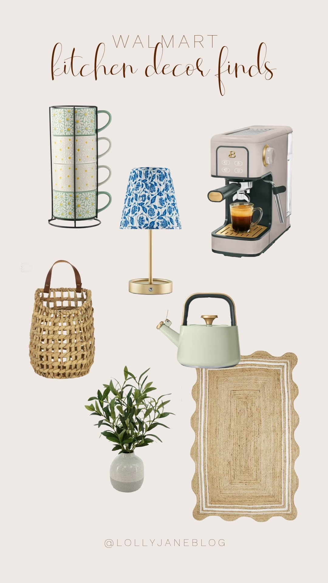 Kitchen home decor finds from Walmart! 💕

All of these finds would be perfect for Mother’s Day as well since it’s right around the corner 👏🏼🤎 
From adorable kettles, floral kitchen lamps, baskets, drew Barrymore appliances to kitchen rugs and fake plants to make your kitchen more lively! 💛

#LTKGiftGuide #LTKHome #LTKStyleTip
