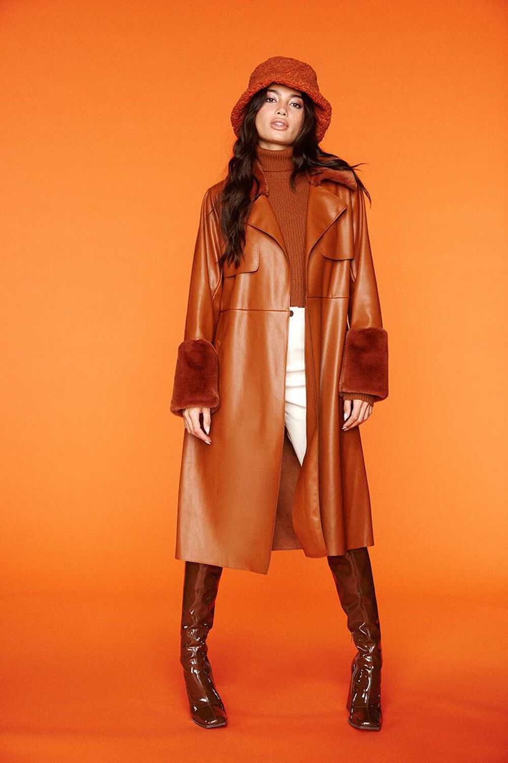 Faux Leather Belted Trench Coat | Forever 21 (US)