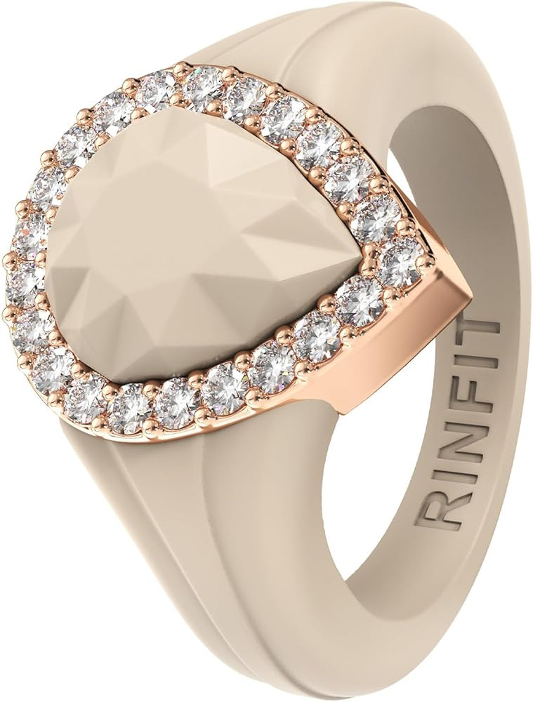 Rinfit Womens Silicone Wedding Ring - Anniversary Ring Women - Promise Rings for Her with Pear Me... | Amazon (US)