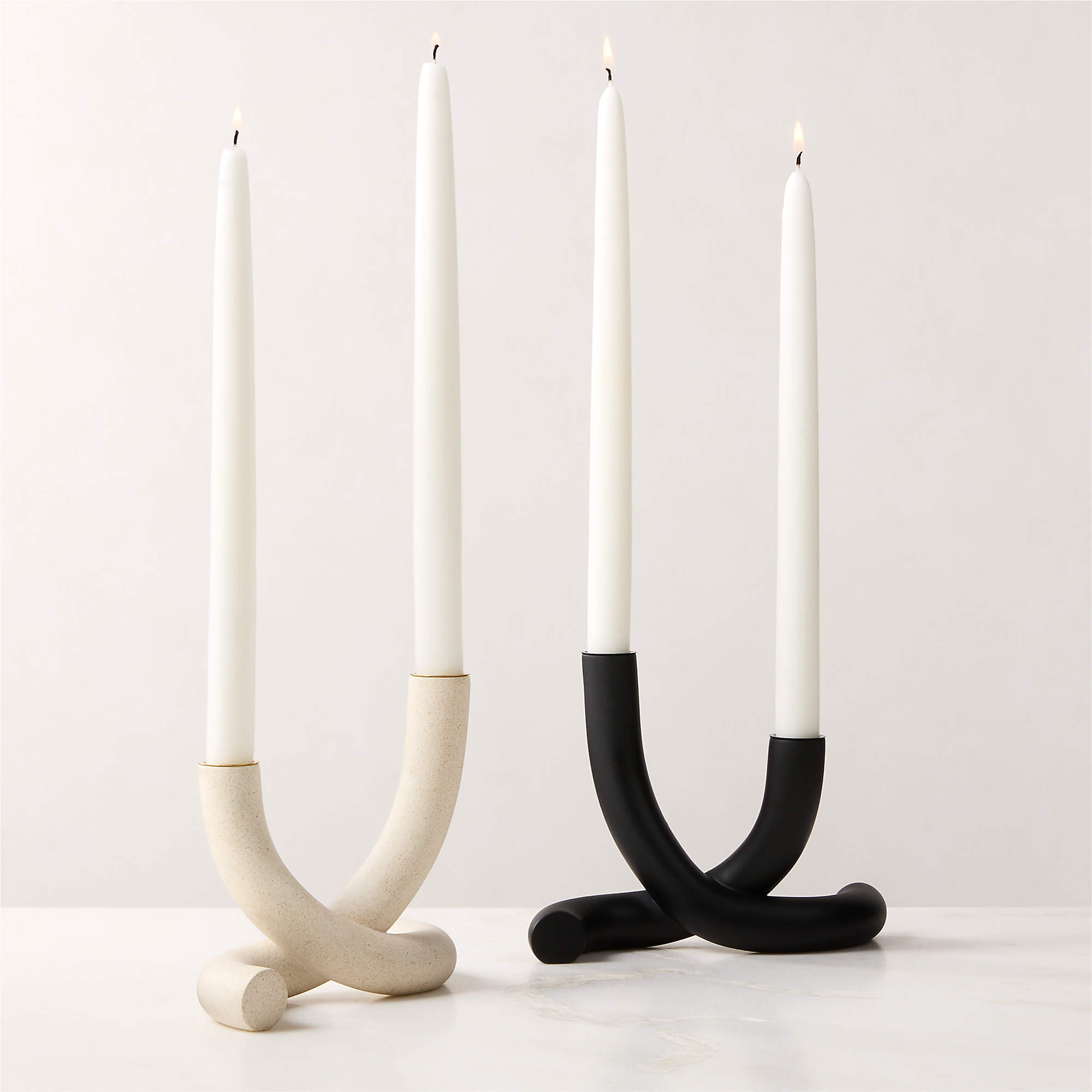 Blythe White Double Taper Candle Holder | CB2 | CB2